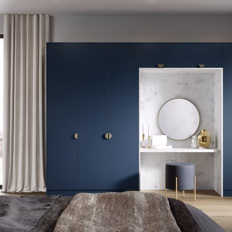 zurfiz wardrobe doors in supermatt cascade blue